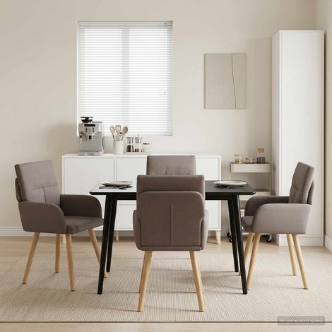 Lot de 4 chaises de salle à manger en tissu taupe avec accoudoirs, 60 x 56 x 96 cm - PANGIVO (1/5)