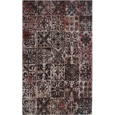 Tapis kilim fait main 170x240 marron rectangle motif géométrique LINIT (1/5)