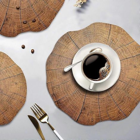 2 sets de table en bois en forme de lotus, pour tasses et bols à thé. 1 pièce. (1/3)