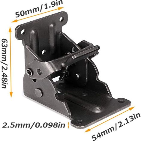 Charnières de table rabattable auto-bloquantes 90°, supports de verrouillage pour abattant, fixation de plateau pliant, paire de 2 pièces (1/5)