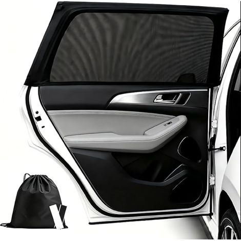 Pare Soleil Vitre Arrière Voiture Bébé Chaussette pour Enfants et Animaux Bloquer Les Rayons UV Anti Moustiquaire Taille Universelle des Voitures Noir (1/5)