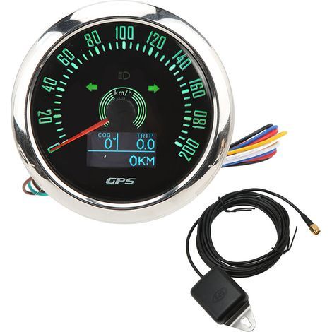 Compteur kilométrique GPS MPH, tachymètre 9-32V 3 en 1 200MPH 85mm avec rétro-éclairage 7 couleurs, indicateur de vitesse étanche universel pour bateau voiture camion moto marine (Cadran noir). (1/5)