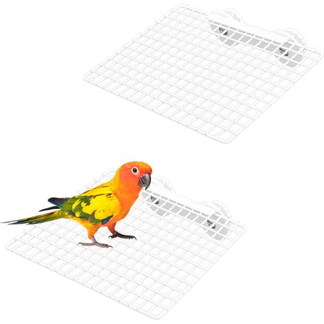 Lot de 2 perchoirs à oiseaux, support d'étagère en métal lisse pour cage, accessoires de cage à oiseaux plats pour perroquet, calopsitte, ara, perruche, hamster, jouet taille M 20 x 15 cm (1/4)