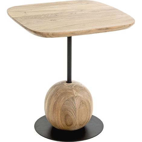 Table d'appoint carré coloris chêne naturel pied en métal Noir - Longueur 45 x Profondeur 45 x Hauteur 50 cm (1/5)
