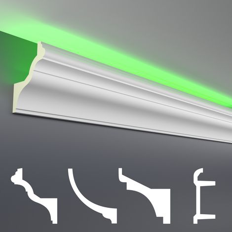 LED Stuckleisten aus PU - lichtundurchlässig, Variantenvielfalt & vorgrundiert - Sparpakete: 20 Meter, LED-6 / 130x100mm