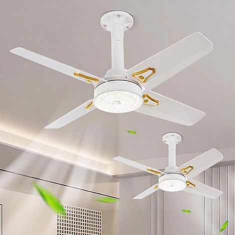 Ventilateur de plafond moderne à quatre pales avec éclairage intégré 2pc, télécommande, éclairage tricolore, 3 vitesses, culot E27 (1/5)