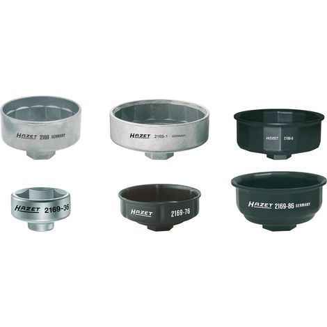 Hazet Ölfilter-Schlüssel Satz, Vierkant hohl 10 mm (3/8), Vierkant hohl 12,5 mm (1/2), Außen-Sechskant Profil, Anzahl Werkzeuge: 6 (1/3)