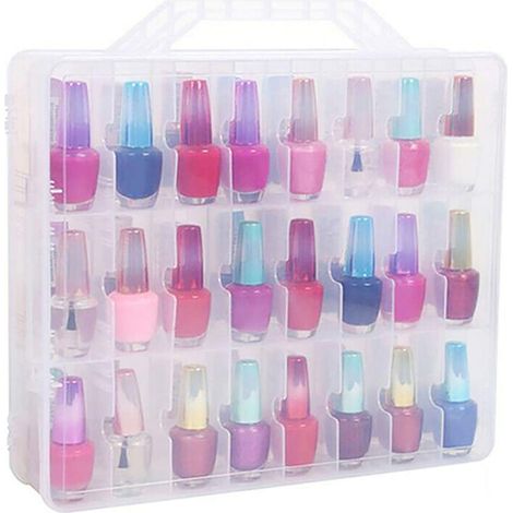 Kingsaid Nail Polish Storage Box 48 Lattice Cosmetic Storage Holder Portable Universal Clear Double Side Storage Case (1/5)
