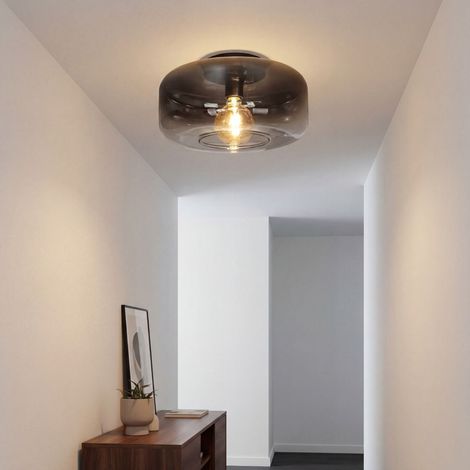 Deckenleuchte rund Ø 35 cm Rauchglas Metall Modern für E27 Deckenlampe