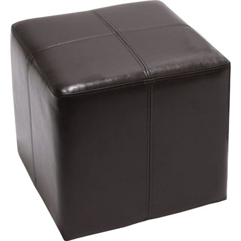 Pouf cube tabouret et repose-pieds en cuir et similicuir marron 36 x 36 x 36 cm 040011598 (1/4)
