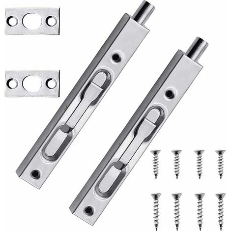 Lot de 2 loquets dissimulés de 15 cm (6 pouces) - Loquet de porte caché avec vis, loquet coulissant facile à installer pour portes en bois (1/4)