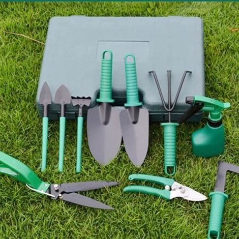10-teiliges Gartenwerkzeugset, rostfreie Schaufel und Gartenschere für die Gartenarbeit im Freien, Egge, Wassersprüher und Tasche
