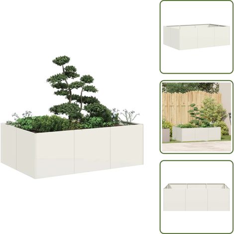 Pflanzkübel Weiß 120x80x40 cm Stahl - Pflanzkübel - Pflanzgefäß - Pflanzschale - Hochbeet (1/5)