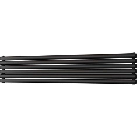 Omeara Axis - Black Horizontal Radiator H348mm x W1800mm Double Panel