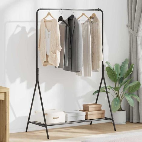 vidaXL Porte-vêtements avec stockage Noir 100 x 56 x 154 cm Acier (1/5)