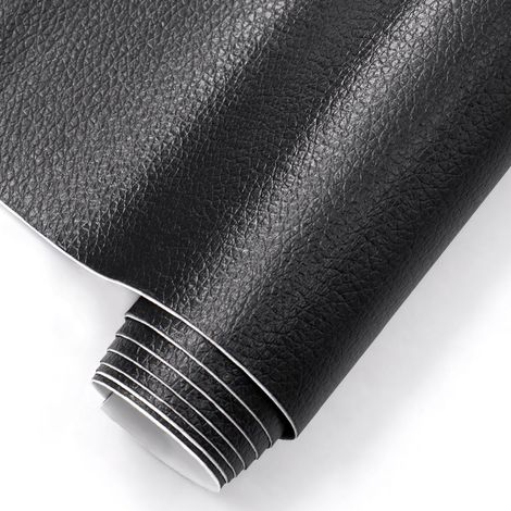 Patchs de réparation en cuir noir 40 x 60 cm - Patchs adhésifs en cuir synthétique imperméables - Forte résistance pour canapé, siège de voiture, table basse, meubles, sac, bateau - Facile à appliquer (1/5)