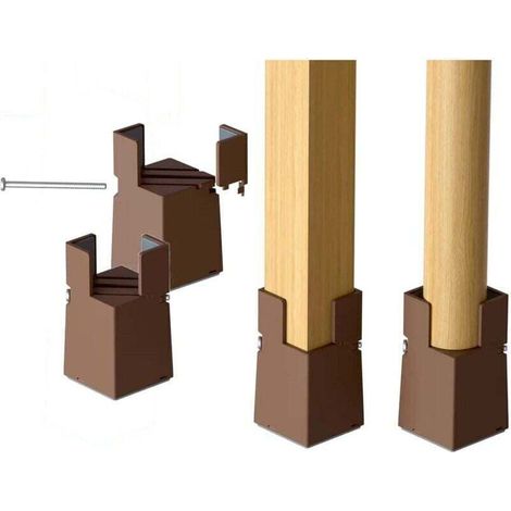 Ensemble de 4 Rehausseurs de Lit Réglables de 22-42mm - Pieds pour Chaises, Tables, Canapés - Marron (1/4)