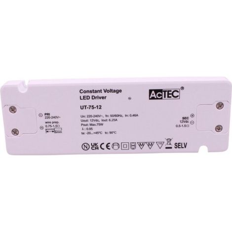 Alimentatore Trasformatore Ultra Slim 12V Tensione Costante CV (75W)