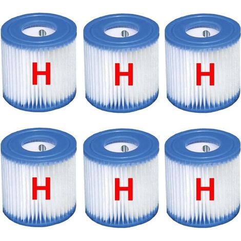 Compatible avec les filtres de piscine Intex (lot de 6) - Cartouche de type H pour pompe de remplacement (références 29007/29008yu). (1/5)