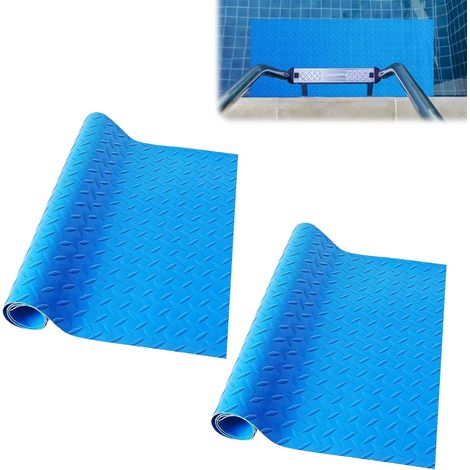 2 Pièce 40cm x 100 cm Tapis Échelle Piscine, Protection Antidérapante  Protège le liner contre l'usure et les rayures, surface antidérapante à motif chevron pour plus de sécurité et de stabilité (1/5)