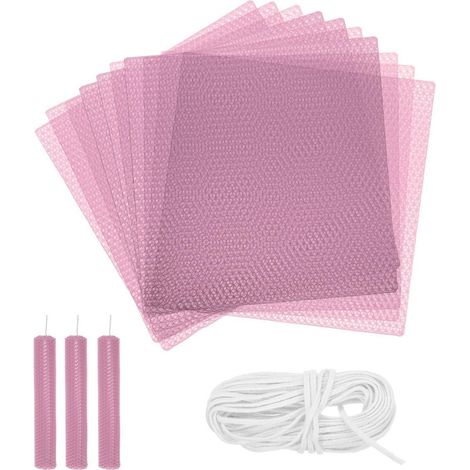 Bienenwachs Kerzen Bastelset 10 Stück Rosa 20x20cm mit Baumwolldocht (1/4)