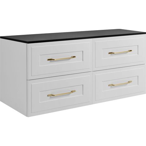 Set di mobili da bagno sotto lavabo, bianco / nero, 120 (2 x 60) x 46 x 58 cm , 3 colori di maniglie a scelta