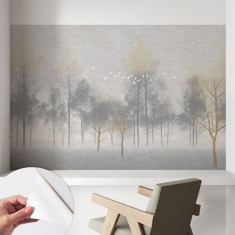Papier peint autocollant avec imprimé pour cuisine facile à appliquer pour mur a motif Harmonie forestière 104x70 cm (1/5)