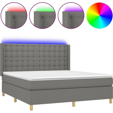 Maison Exclusive - Boxspringbett mit Matratze & LED Dunkelgrau 16