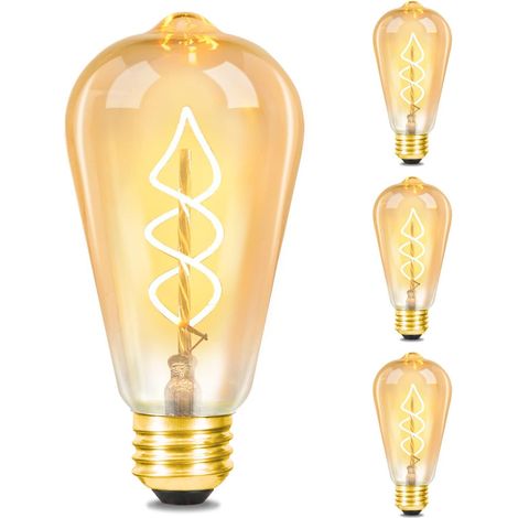 ZMH 3 pcs ampoule LED E27 lampe vintage - ST64 ampoule Edison Light Bulb 2700K 4W lampe à incandescence blanc chaud filament ampoule rétro verre an