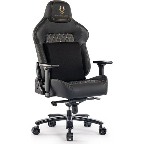 Fantasylab Gaming Stuhl 200KG Belastbarkeit Schwarz/Golden (1/5)