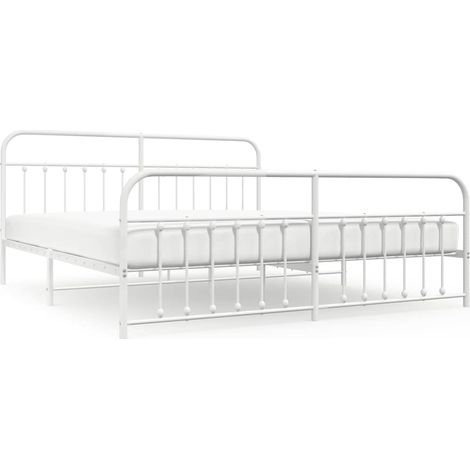 Maison Exclusive - Cadre de lit métal sans matelas et pied de lit blanc 200x200 cm (1/5)