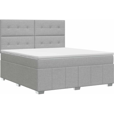 Lit boxspring avec matelas Gris clair 160 x 200 cm Tissu vidaXL
