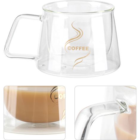 Tasse en verre à double paroi isolante résistante à la chaleur, idéale pour le café, le thé et le lait. (1/5)