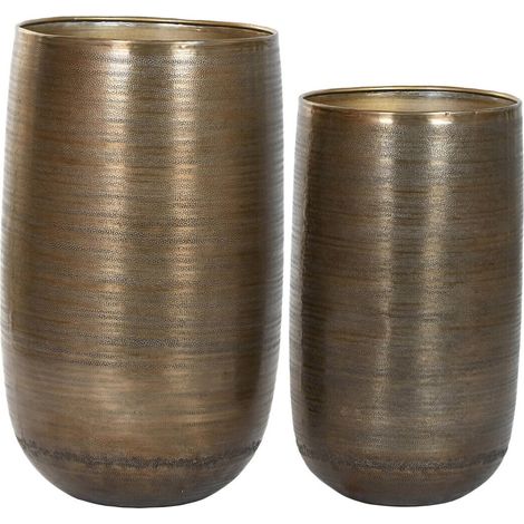 Cache pot design aluminium argent doré style moderne élégant - Bronze doré argenté (1/3)