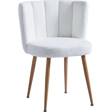 Chaise de salle à manger moderne blanche avec pieds en tubes métalliques imitation bois, lot de 2 (1/5)
