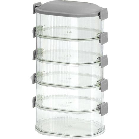 Boîte De Rangement De Cuisine - Contenant À Épices Empilable - 5 Étages - Transparent - En PET+ABS - Pour Condiments - 1 Pièce (1/5)