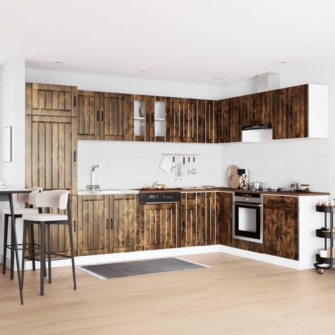 Waschbecken-Unterschrank mit Tür Lucca 2 pcs Geräucherte Eiche