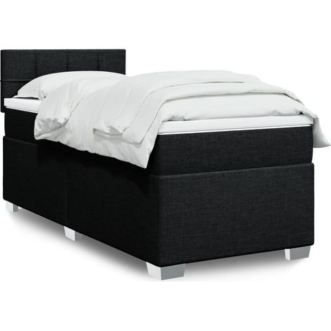 Boxspringbett mit Matratze Schwarz 90x200 cm Stoff
