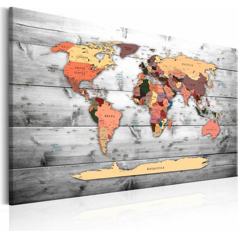 Tableau carte du monde nouvelles directions - 90 x 60 cm (1/4)