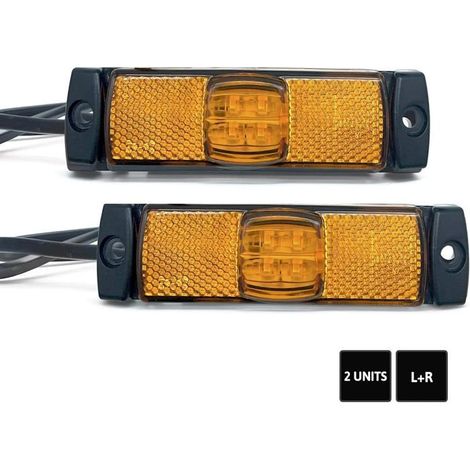 Feux de Gabarit Led 2 PCs Feu d’Encombrement Jaune 12V/24V = 0,04A/0,04A Feu Étanche Feux Led Voiture Exterieur (1/5)