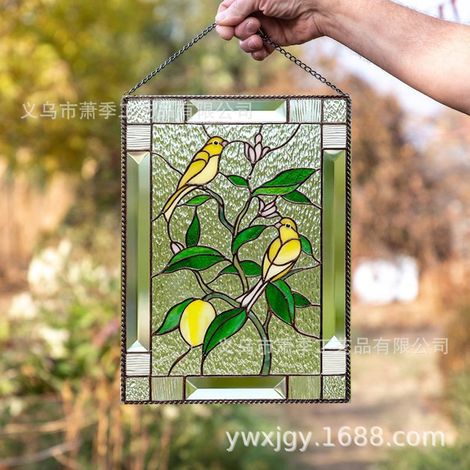 Pendentif oiseau teinté, pendentif oiseau de jardin, décoration de jardin ou de forêt, pendentif rectangulaire 5 (1/5)