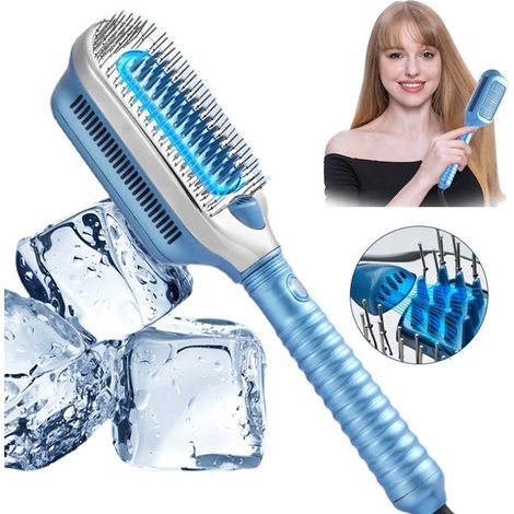 Brosse Lissante Ice Therapy Professionnelle à Ions Négatifs, Peigne Vent Froid Sans Chaleur pour Cheveux Humides et Secs (1/5)