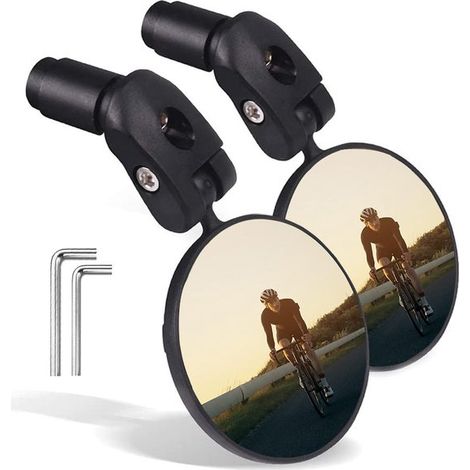Specchietti retrovisori per bicicletta, 2 pezzi, da montare alle estremità del manubrio, leggeri, di sicurezza per mountain bike e bici da strada. (1/5)