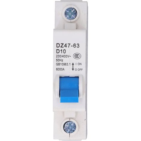 Mini-Leistungsschalter 1P 230V 400V DIN-Schiene 10A 6000 Abschaltvermögen (1/5)