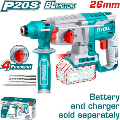 MARTELLO ROTATIVO TASSELLATORE DEMOLITORE A BATTERIA 2,5J 20V SDS PLUS TOTAL