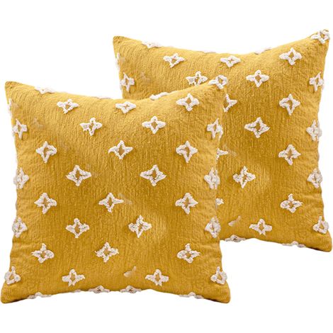 Lot de 2 housses de coussin, motif losanges jacquard, coton, fermeture éclair invisible, salon chambre bureau (1/5)