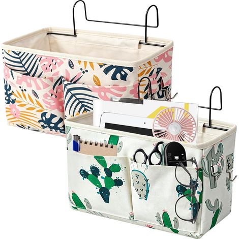 (2 Pièces) Organisateur de Chevet, Organisateur de Chevet Suspendu, Poche de Lit Organisateur, Panier de Lit Chevet Suspendu für Lit Armoire (1/4)
