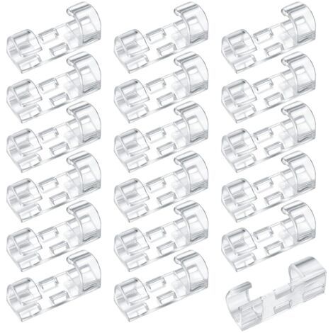 PA 120 Stück selbstklebende Kabelklemmen, runde Kabel-Organizer-Halter, Kabel-Organizer, Kunststoff-Kabelklemmen, Wandhalterung mit Klebepads für Schreibtischkabel (transparent) (1/5)