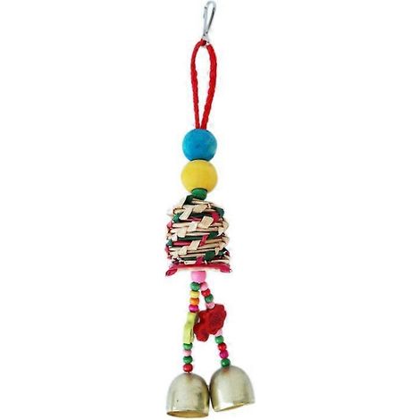 Jouet oiseau déchirure mastication pour dents, cloche paille, suspension cage, jouet perles pendantes grincement dents animaux B.