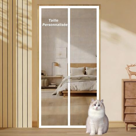 Porte Grillagée pour Chats, Filet pour Animaux Domestiques écran de Porte de Taille Personnalisée, Porte Grillagée de Balcon avec Fermeture Éclair, Moustiquaire en Maille